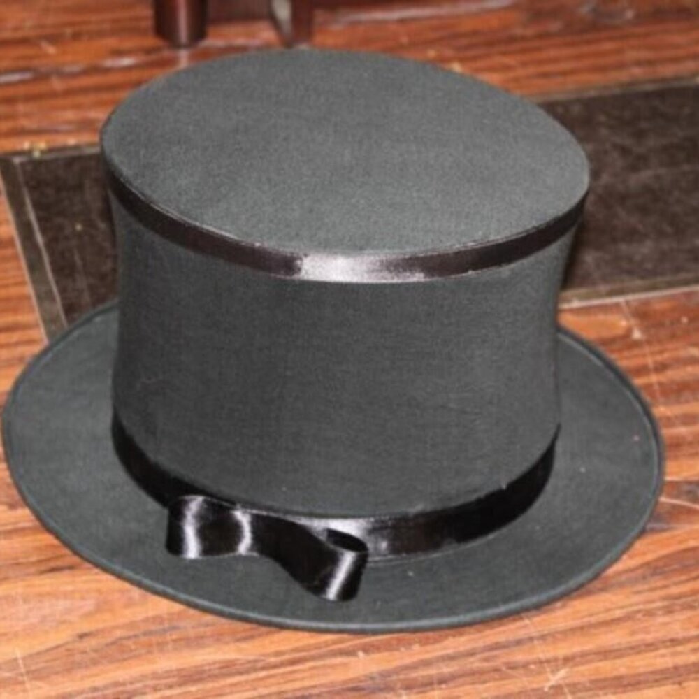 Black Satin Formal Top Hat – Unisex Costume M/L